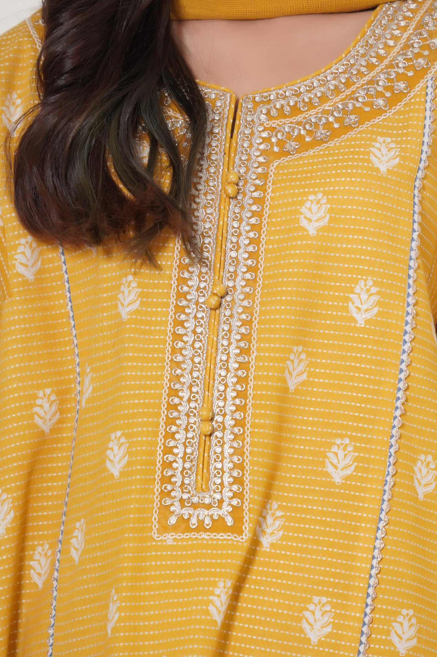 Stitched 2 Piece Printed Dobby Lawn Suit