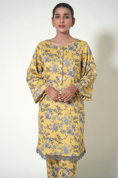 Stitched 2 Piece Printed Cottel Suit