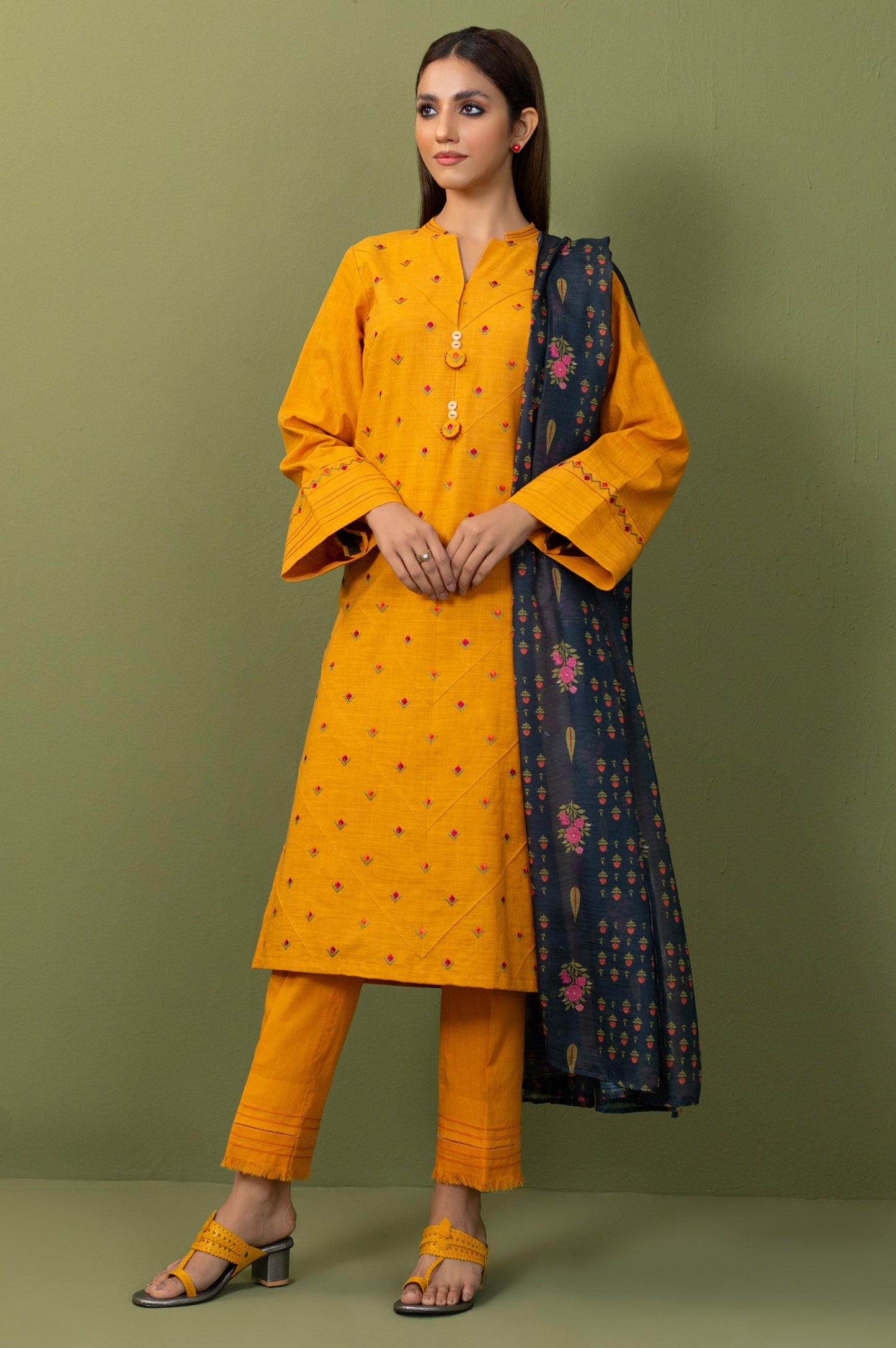 Stitched 2 Piece Both Side Slub Embroidered Suit