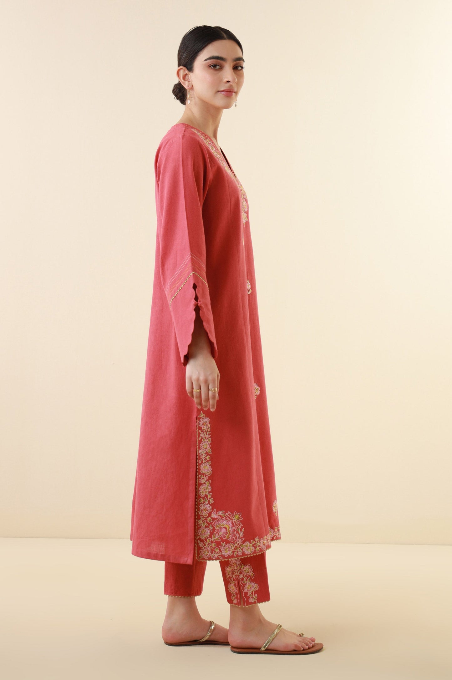 Stitched 2 Piece Embroidered Cambric Suit