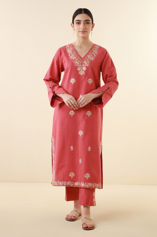 Stitched 2 Piece Embroidered Cambric Suit