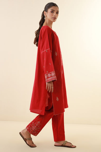 Stitched 2 Piece Embroidered Cambric Suit