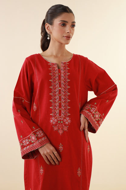 Stitched 2 Piece Embroidered Cambric Suit