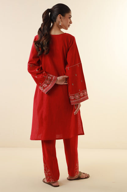 Stitched 2 Piece Embroidered Cambric Suit