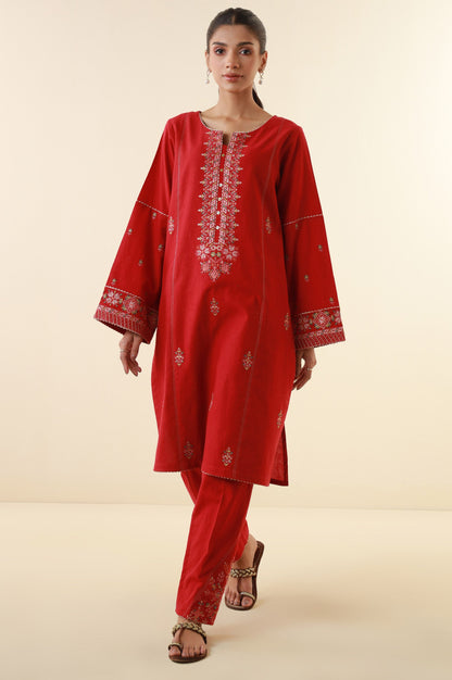 Stitched 2 Piece Embroidered Cambric Suit
