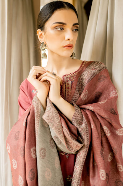 Stitched 3 Piece Embroidered Khaddar Suit