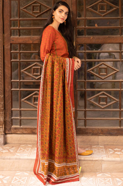 Stitched 3 Piece Printed Khaddar Suit