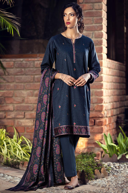 Stitched 3 Piece Embroidered Cottel Suit