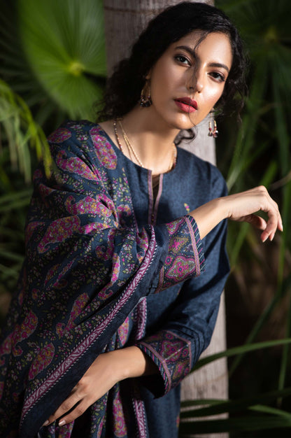 Stitched 3 Piece Embroidered Cottel Suit