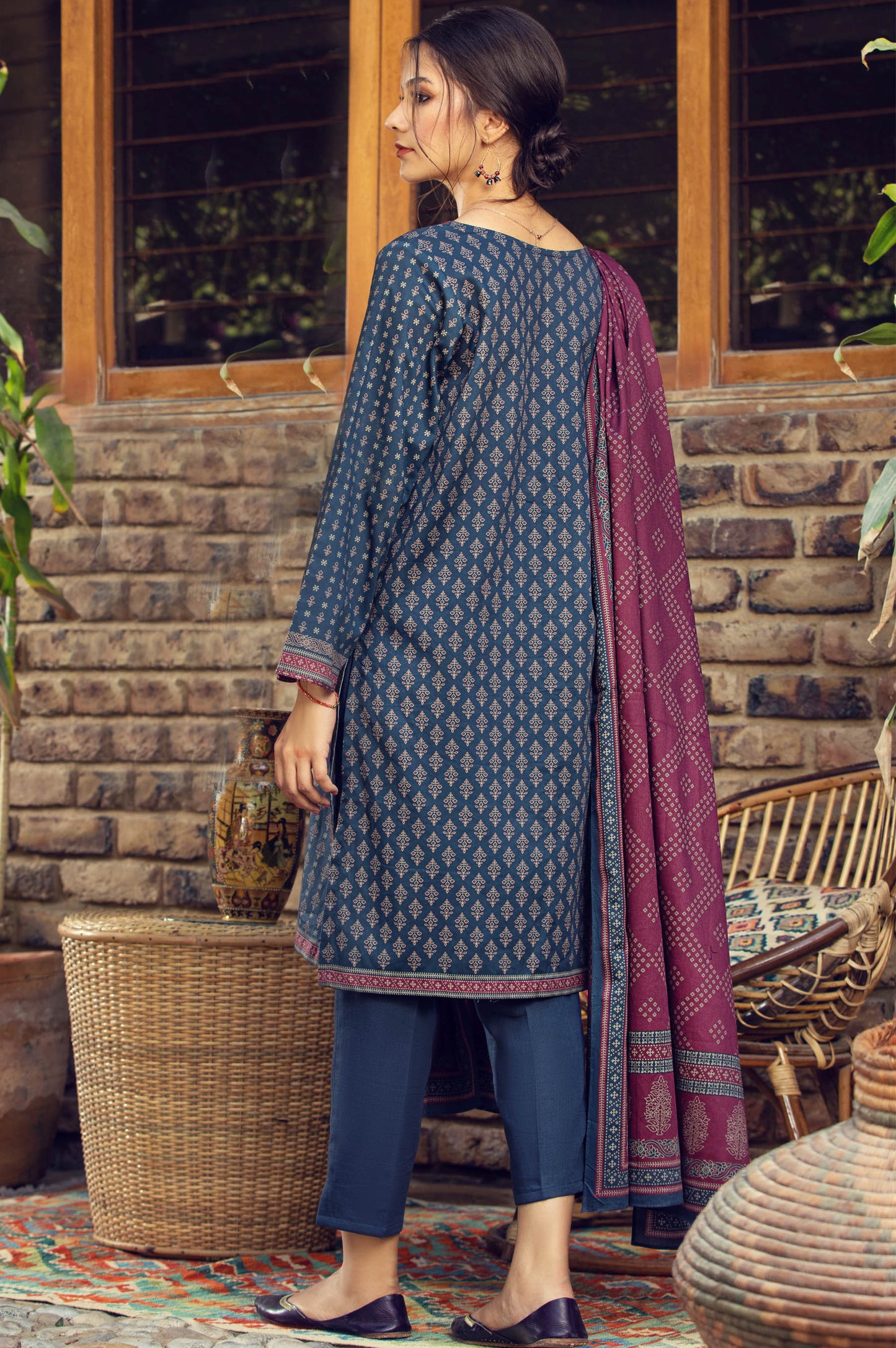 Stitched 3 Piece Printed Cottel Suit
