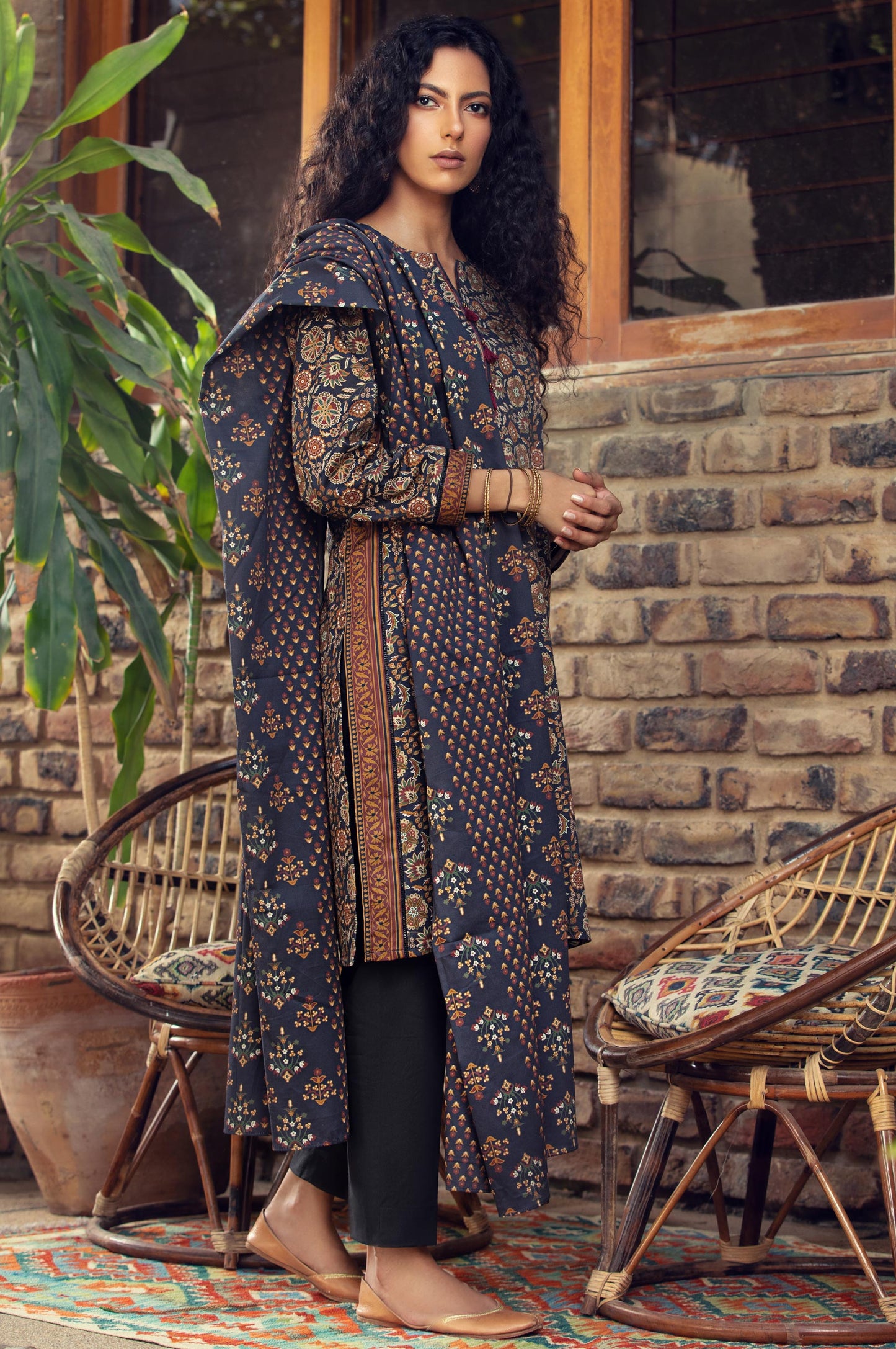 Stitched 3 Piece Digital Printed Cottel Suit