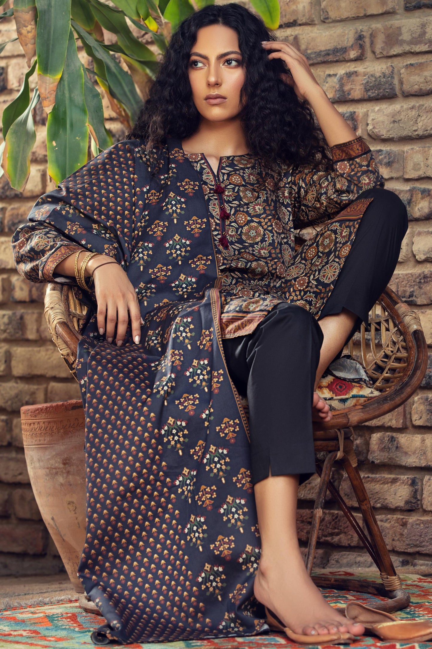 Stitched 3 Piece Digital Printed Cottel Suit