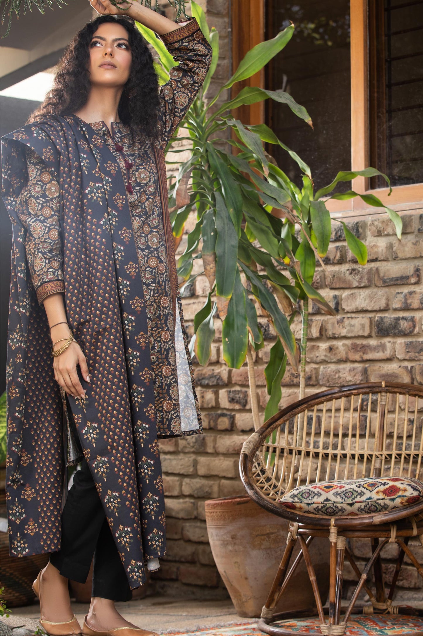 Stitched 3 Piece Digital Printed Cottel Suit