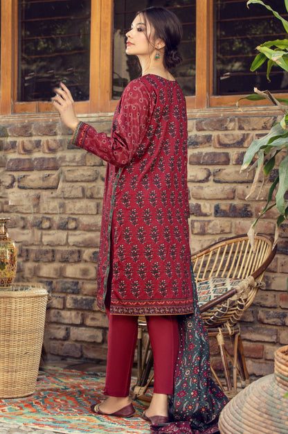 Stitched 3 Piece Printed Cottel Suit