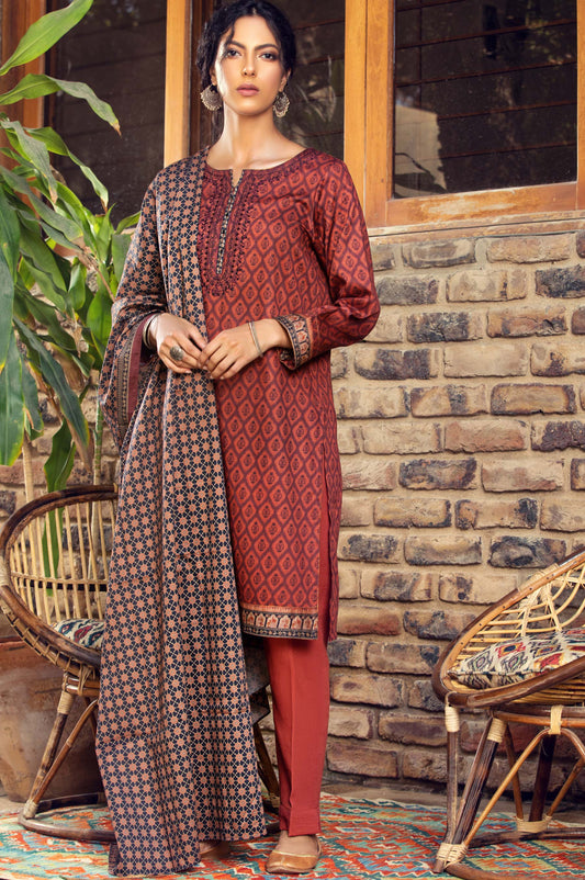 Stitched 3 Piece Embroidered Cottel Suit