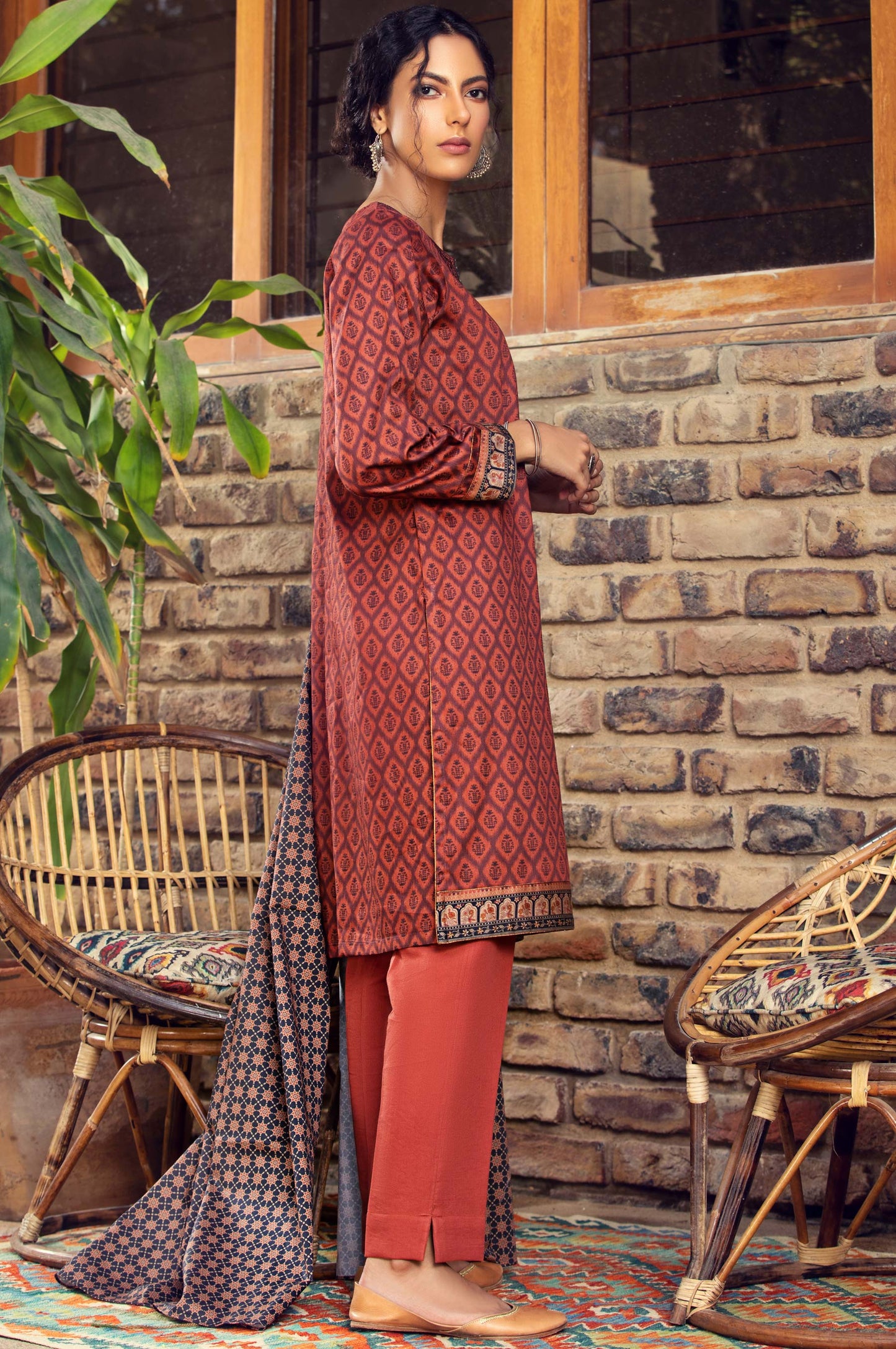 Stitched 3 Piece Embroidered Cottel Suit
