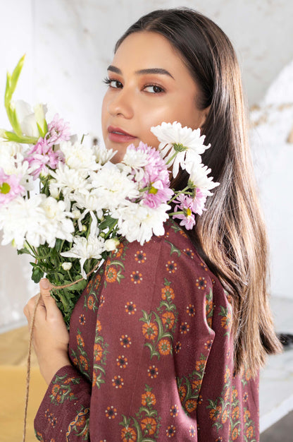 Stitched 3 Piece Printed Karandi Suit