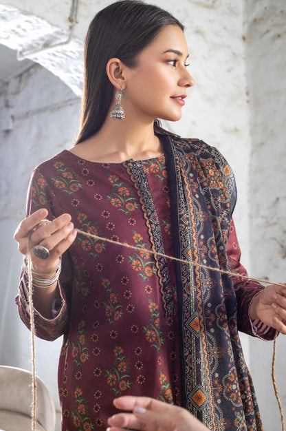 Stitched 3 Piece Printed Karandi Suit