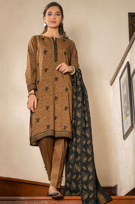 Stitched 3 Piece Embroidered Linen Viscose Suit