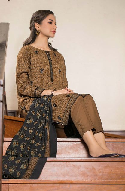 Stitched 3 Piece Embroidered Linen Viscose Suit