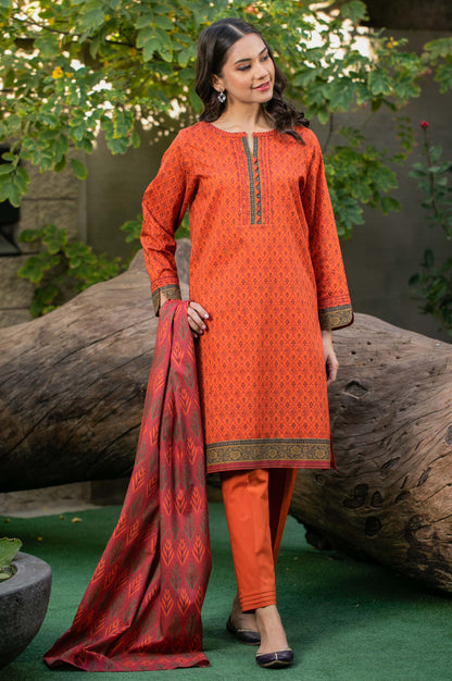 Stitched 3 Piece Printed Cambric Suit