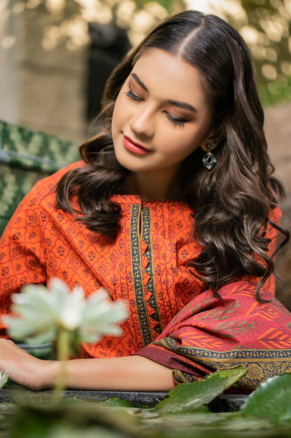 Stitched 3 Piece Printed Cambric Suit