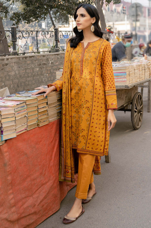 Stitched 3 Piece Printed Lawn Suit with Printed Lawn Dupatta
