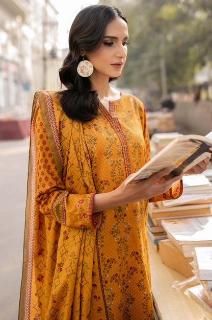 Stitched 3 Piece Printed Lawn Suit with Printed Lawn Dupatta