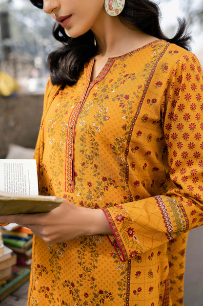 Stitched 3 Piece Printed Lawn Suit with Printed Lawn Dupatta