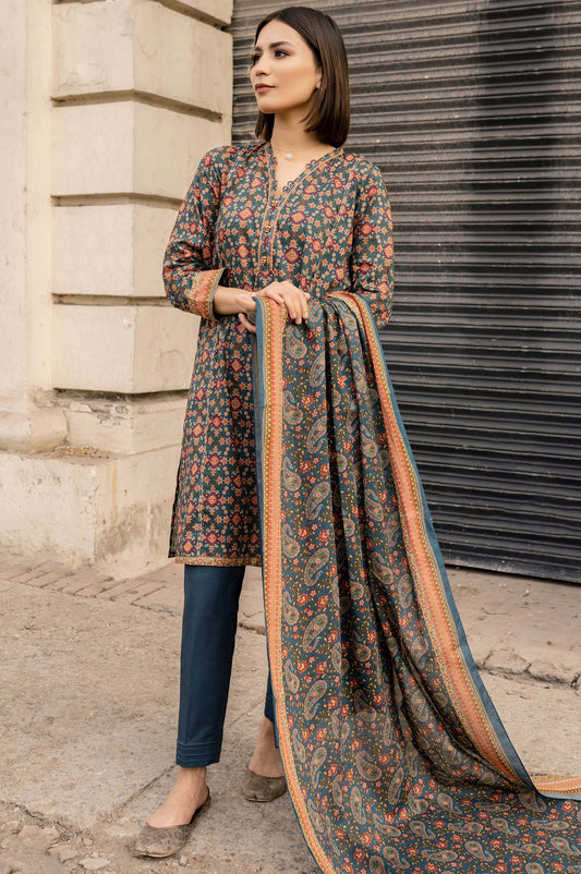 Stitched 3 Piece Printed Lawn Suit with Printed Lawn Dupatta