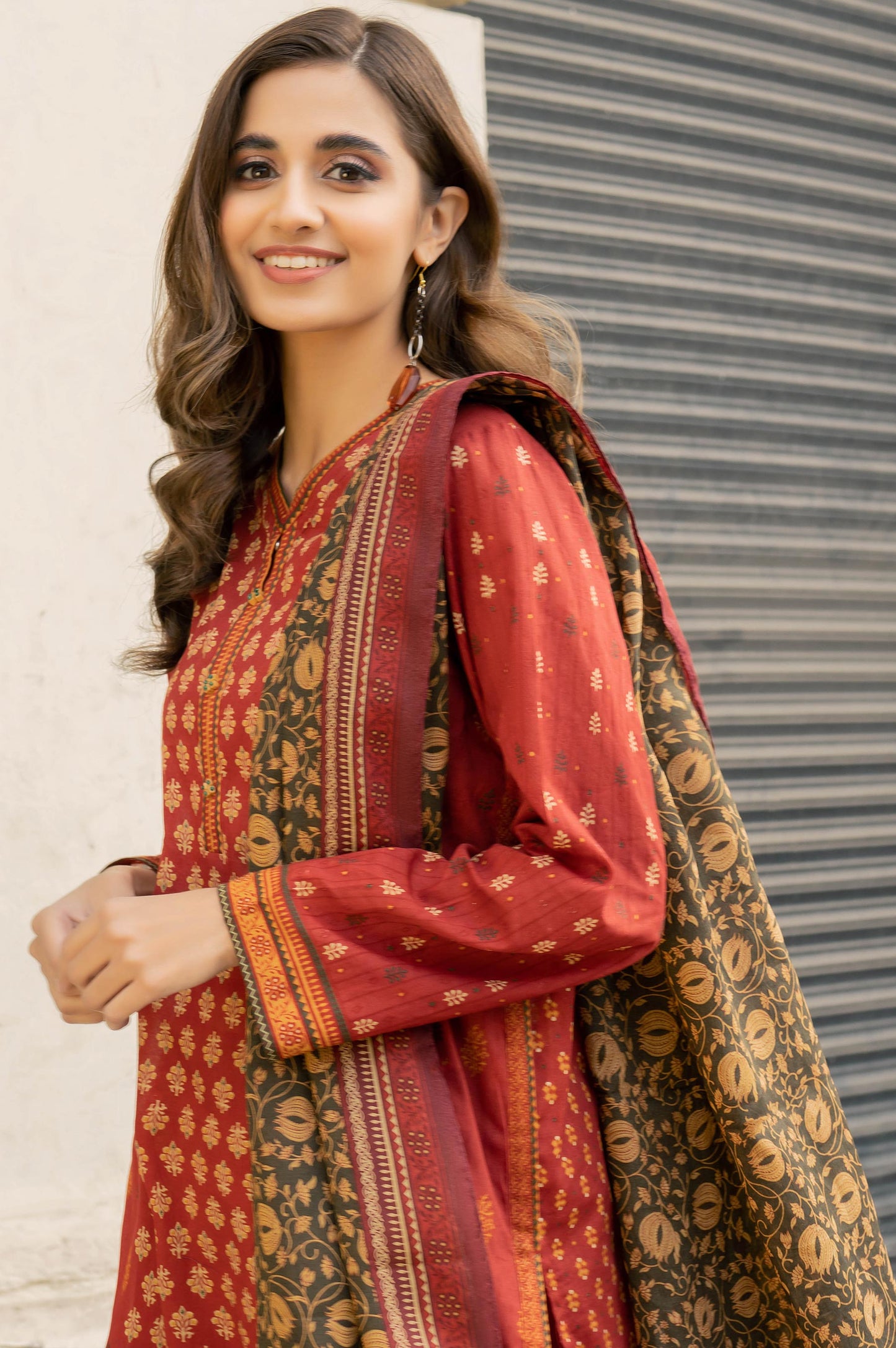 Stitched 3 Piece Printed Lawn Suit with Printed Lawn Dupatta