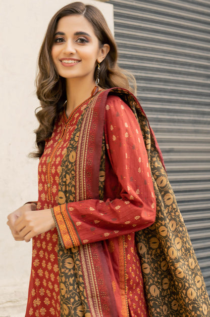 Stitched 3 Piece Printed Lawn Suit with Printed Lawn Dupatta