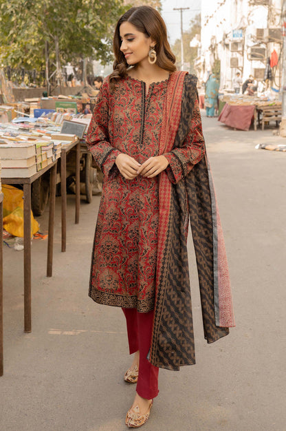 Stitched 3 Piece Printed Lawn Suit with Printed Lawn Dupatta