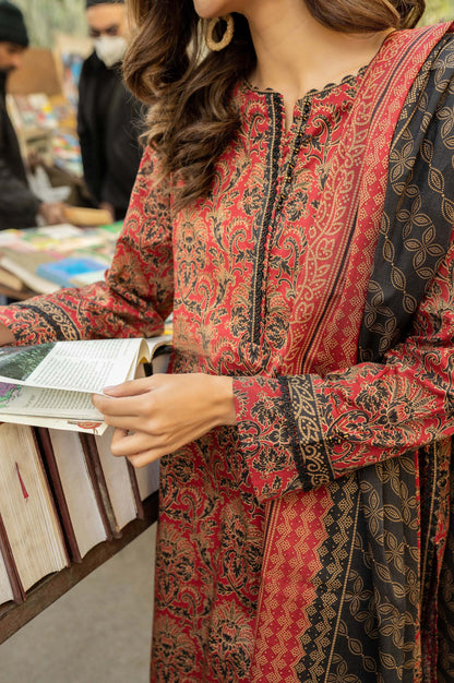Stitched 3 Piece Printed Lawn Suit with Printed Lawn Dupatta