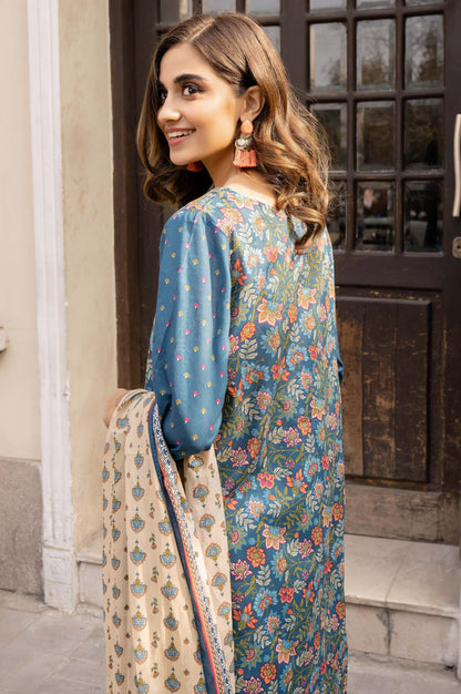 Stitched 3 Piece Printed Lawn Suit with Printed Lawn Dupatta