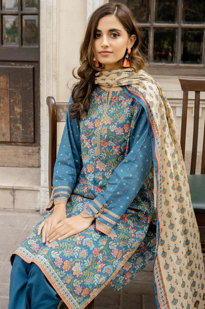 Stitched 3 Piece Printed Lawn Suit with Printed Lawn Dupatta