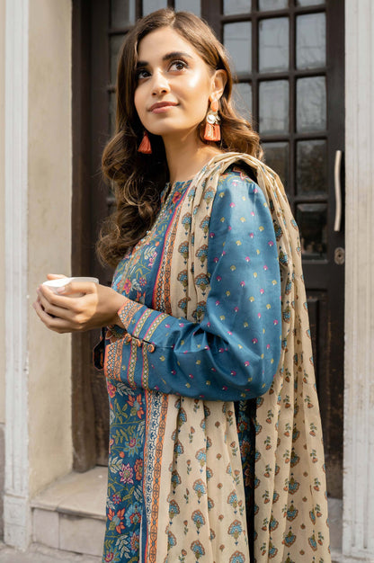 Stitched 3 Piece Printed Lawn Suit with Printed Lawn Dupatta