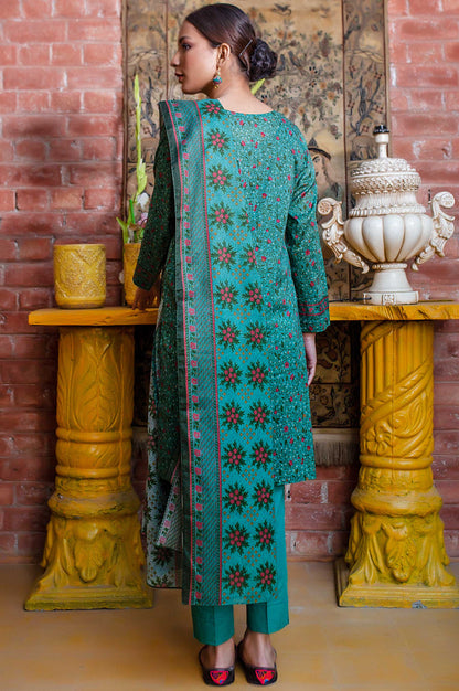 Stitched 3 Piece Printed Slub Lawn Suit with Printed Lawn Dupatta