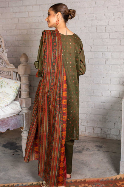 Stitched 3 Piece Printed Slub Lawn Shirt