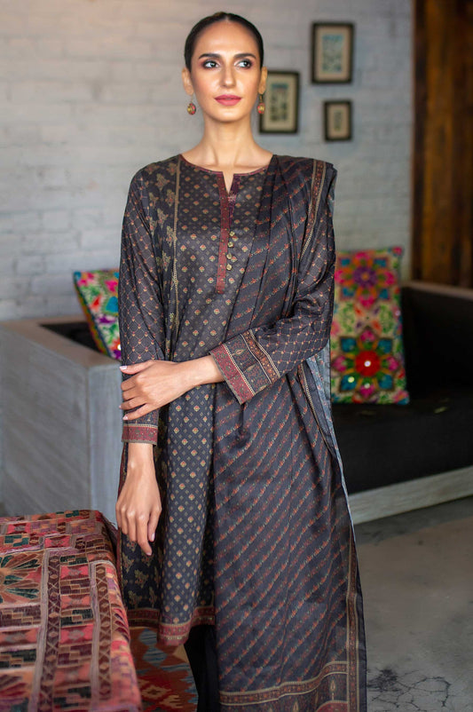 Stitched 3 Piece Printed Doria Lawn Suit with Voile Slub Dupatta