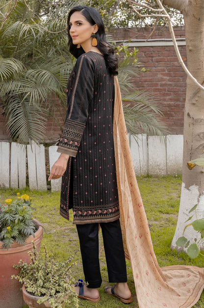 Stitched 3 Piece Printed Gold & White Paste Lawn Suit with Printed Gold & White Paste Dupatta
