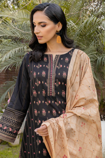Stitched 3 Piece Printed Gold & White Paste Lawn Suit with Printed Gold & White Paste Dupatta