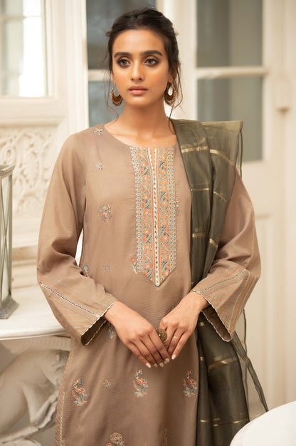 Stitched 3 Piece Embroidered Maysuri Suit with Organza Dupatta