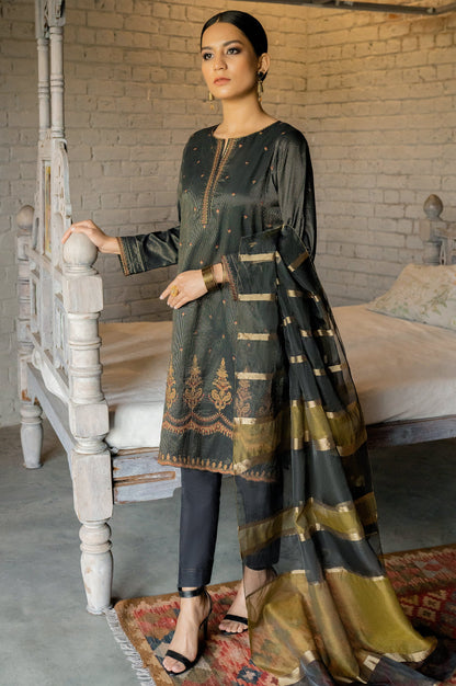 Stitched 3 Piece Embroidered Maysuri Suit with Shaded Organza Dupatta