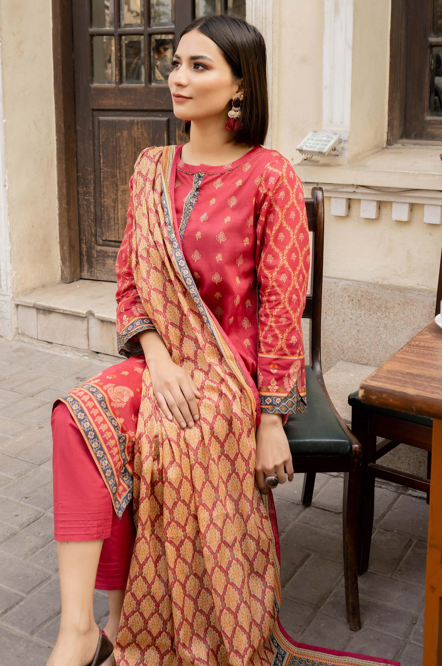 Stitched 3 Piece Printed Lawn Suit with Printed Lawn Dupatta