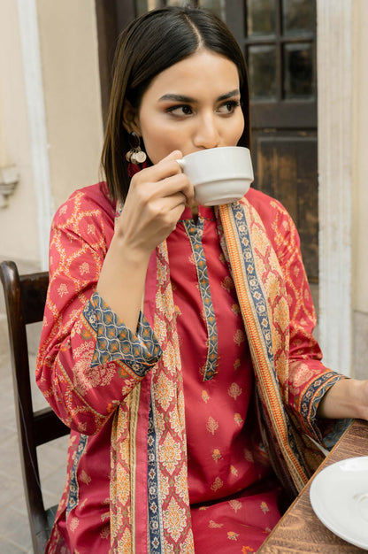 Stitched 3 Piece Printed Lawn Suit with Printed Lawn Dupatta