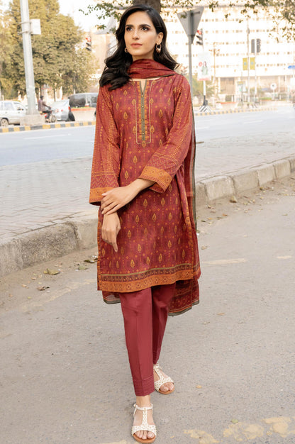 Stitched 3 Piece Printed Lawn Suit