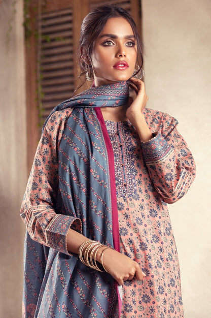Stitched 3 Piece Embroidered Lawn Suit