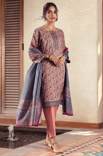 Stitched 3 Piece Embroidered Lawn Suit