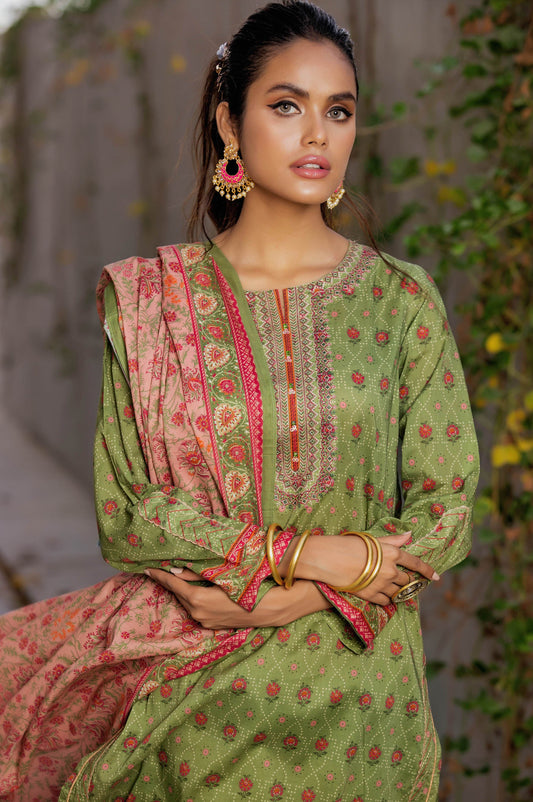 Stitched 3 Piece Embroidered Lawn Suit